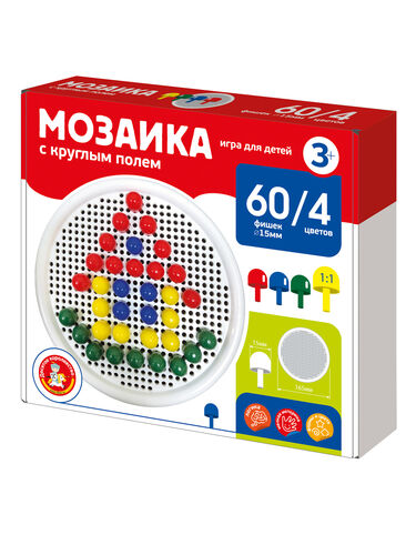 Round field mosaic with 60 elements