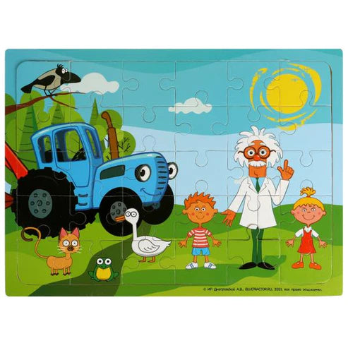 Деревянная пазл 30*22 СИНИЙ ТРАКТОР