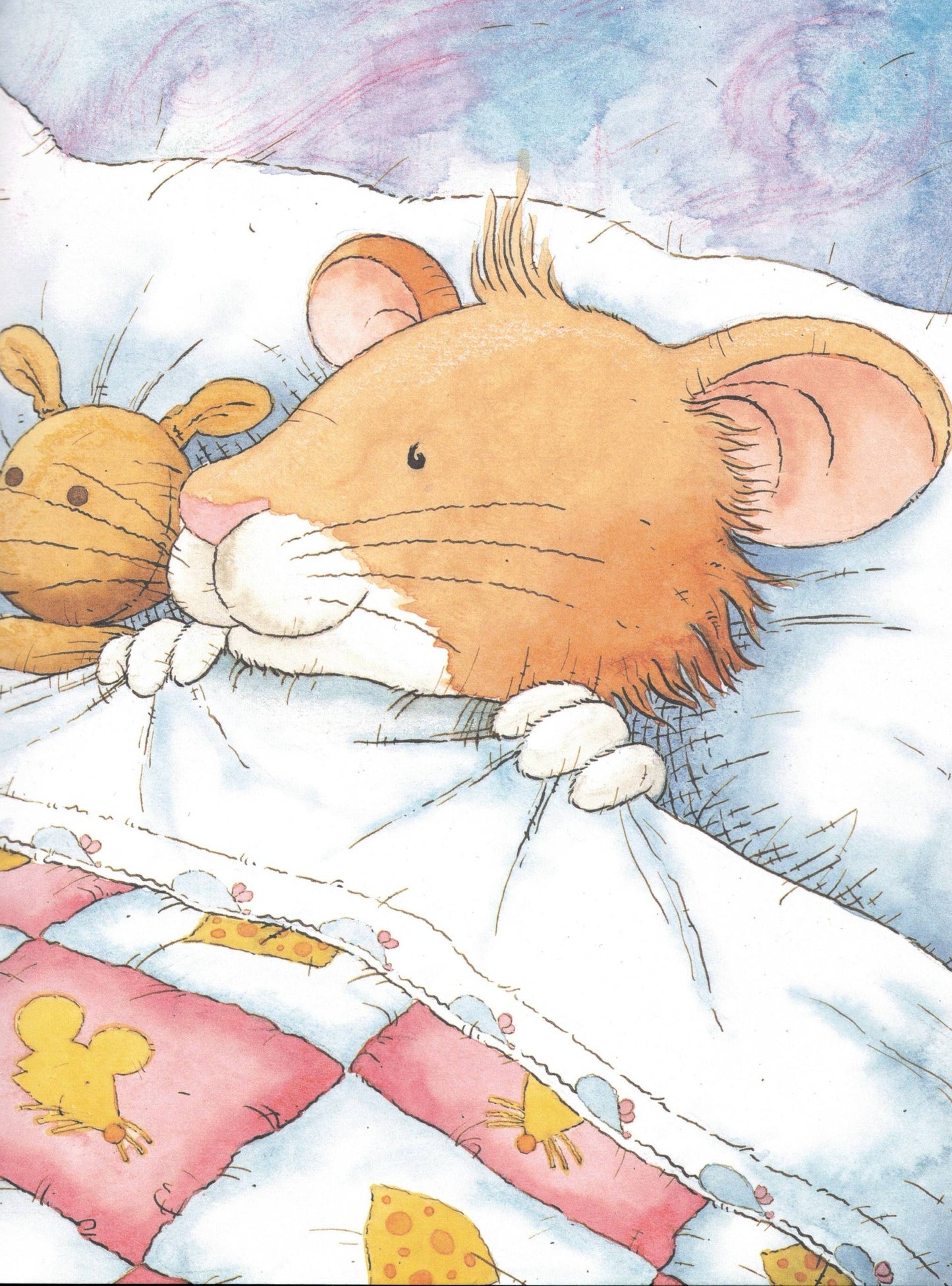 Tim the mouse doesn't want to sleep.