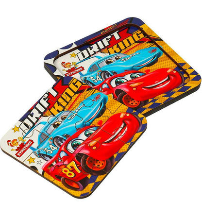 Wooden puzzle 10*10 cm. Cars